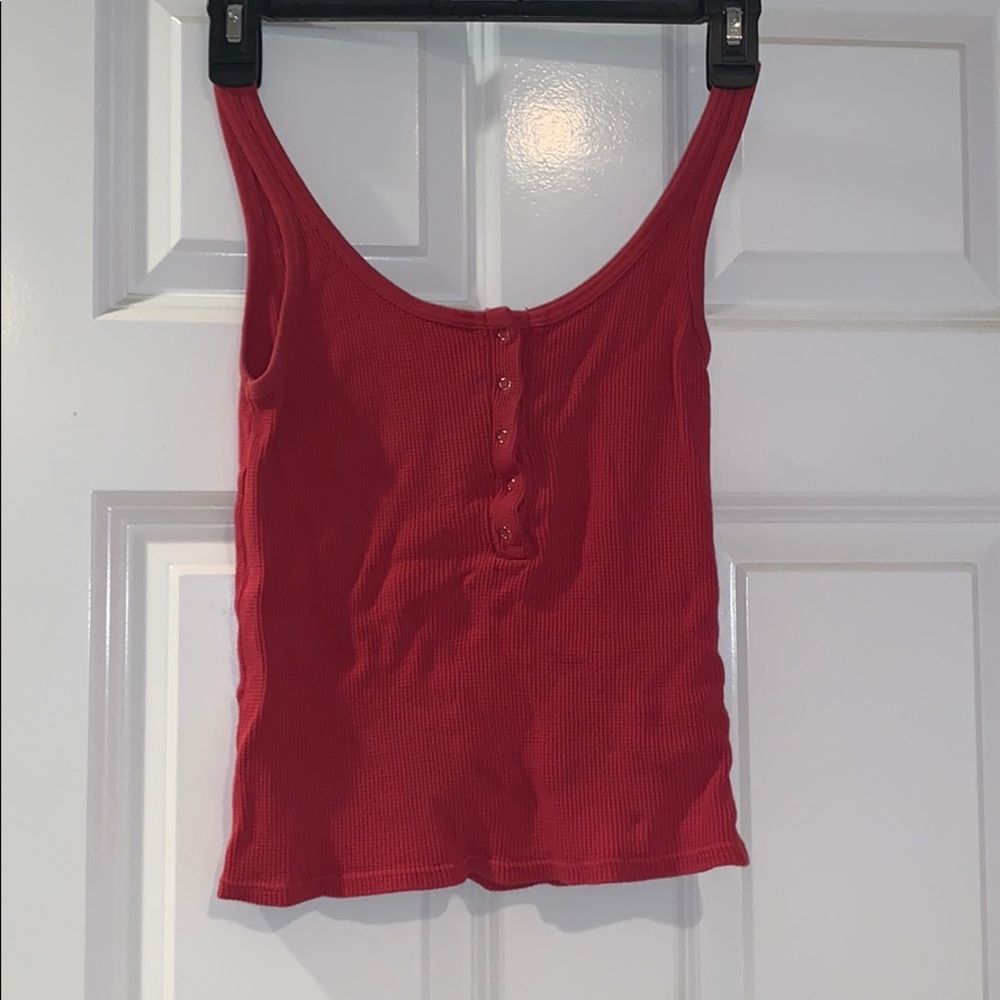 Brandy Melville red half button up top